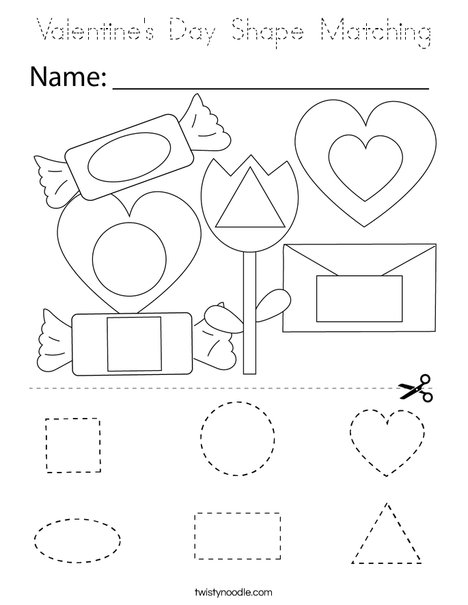 Valentine's Day Shape Matching Coloring Page