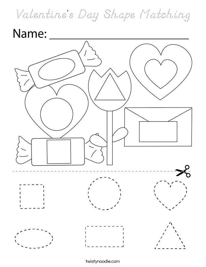 Valentine's Day Shape Matching Coloring Page