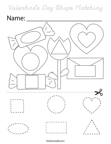 Valentine's Day Shape Matching Coloring Page