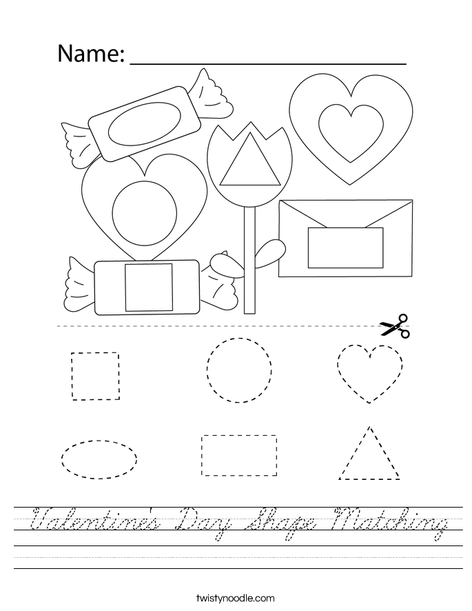 Valentine's Day Shape Matching Worksheet