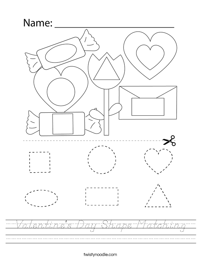 Valentine's Day Shape Matching Worksheet