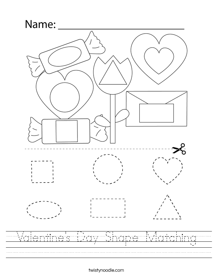 Valentine's Day Shape Matching Worksheet