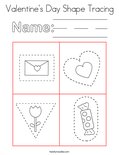 Valentine's Day Shape Tracing Coloring Page