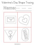 Valentine's Day Shape Tracing Coloring Page