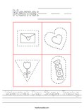 Valentine's Day Shape Tracing Worksheet