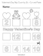 Valentine's Day Skip Count by 2's -Cut and Paste Coloring Page