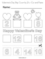 Valentine's Day Skip Count by 2's -Cut and Paste Coloring Page