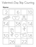 Valentine's Day Skip Counting Coloring Page