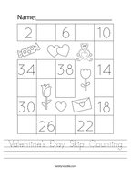 Valentine's Day Skip Counting Handwriting Sheet