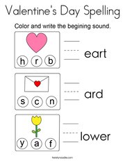 Valentine's Day Spelling Coloring Page