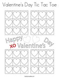 Valentine's Day Tic Tac Toe Coloring Page