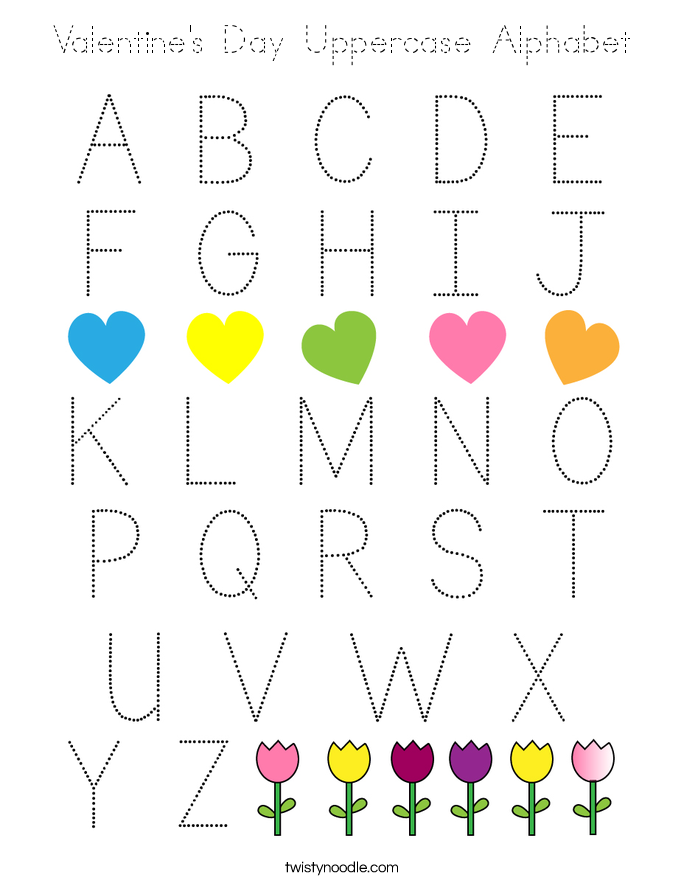Valentine's Day Uppercase Alphabet Coloring Page
