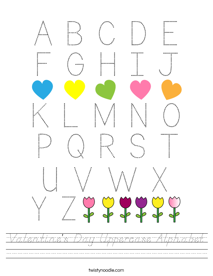 Valentine's Day Uppercase Alphabet Worksheet