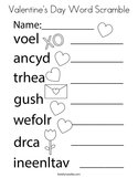 Valentine's Day Word Scramble Coloring Page