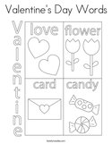 Valentine's Day Words Coloring Page