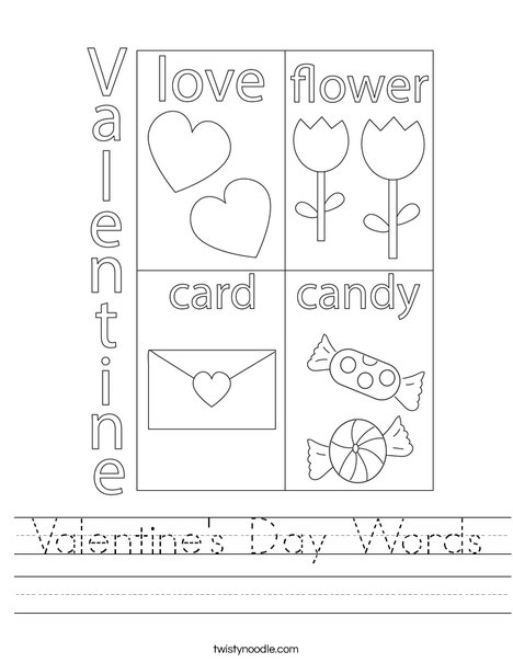 Valentine's Day Words Worksheet