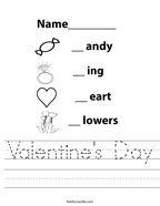 Valentine's Day Handwriting Sheet