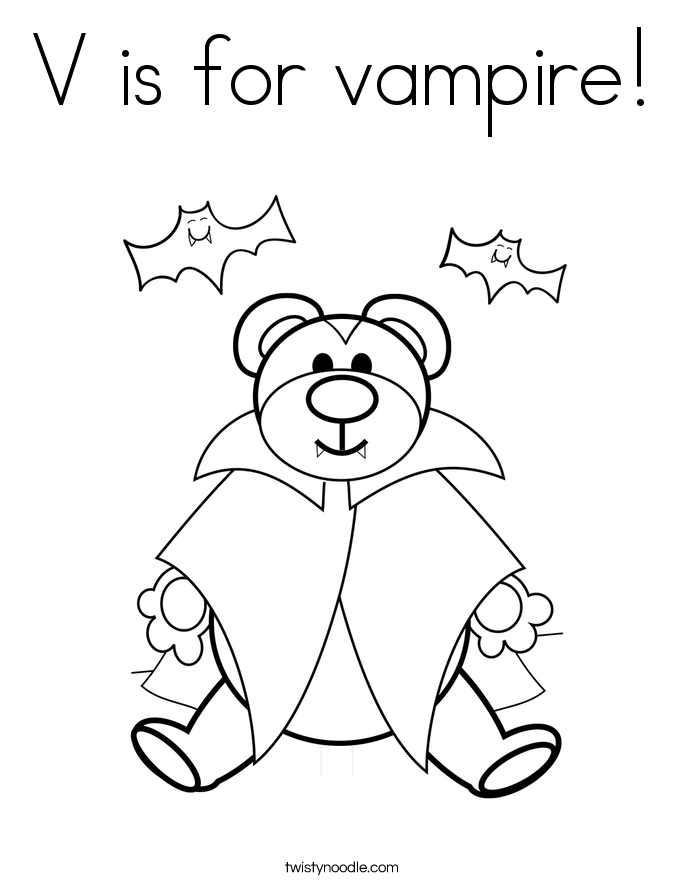V is for vampire! Coloring Page
