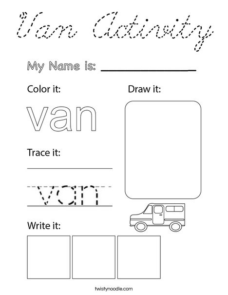 Van Activity Coloring Page