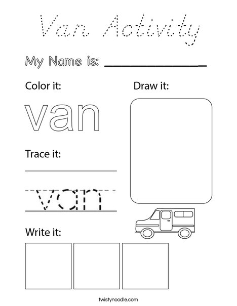 Van Activity Coloring Page