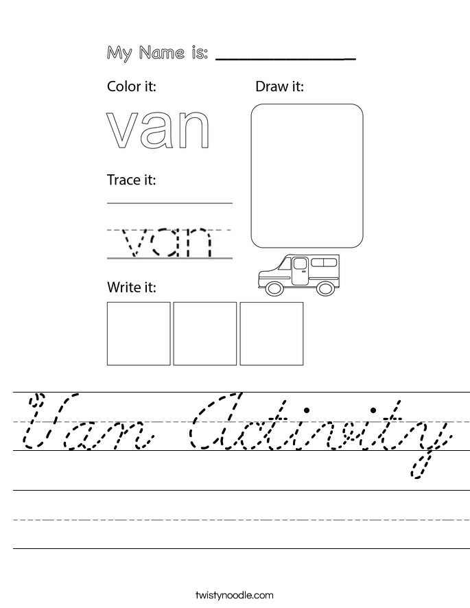 Van Activity Worksheet