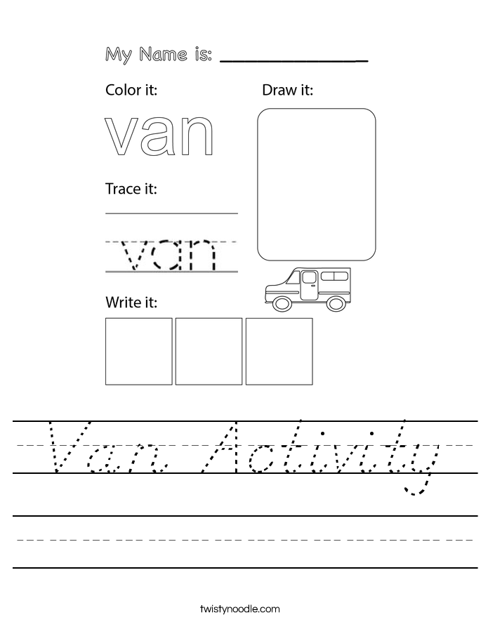 Van Activity Worksheet