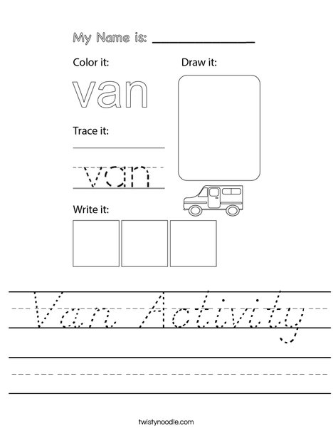 Van Activity Worksheet