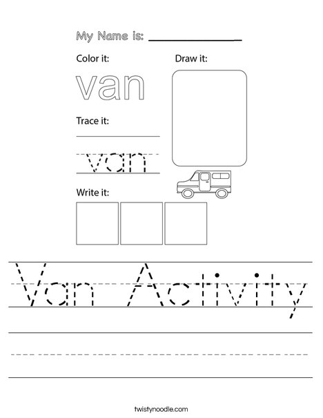 Van Activity Worksheet