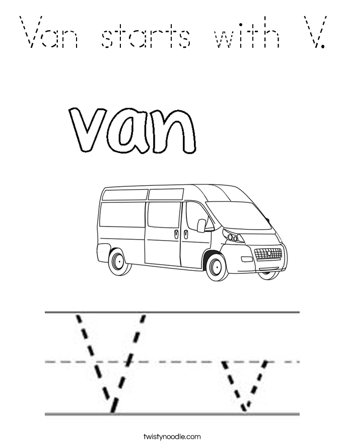 Van starts with V. Coloring Page