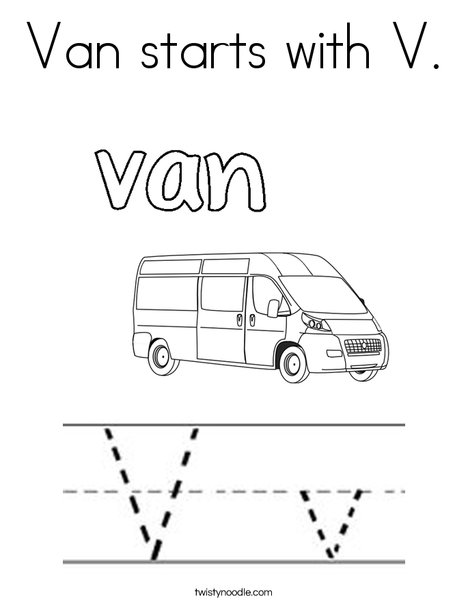 Van starts with V! Coloring Page