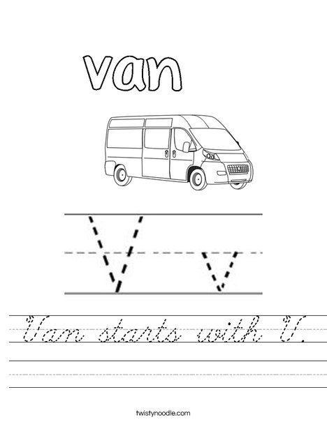 Van starts with V! Worksheet