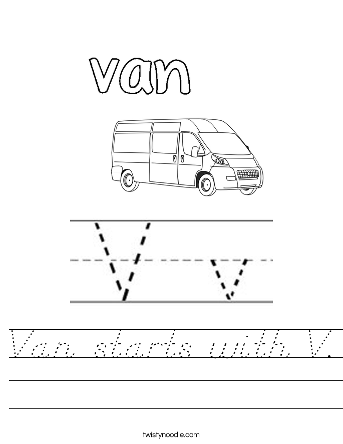 Van starts with V. Worksheet
