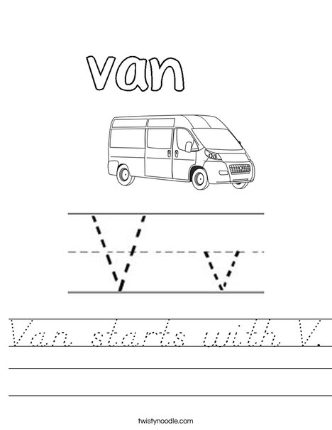Van starts with V! Worksheet