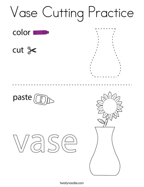 Vase Cutting Practice Coloring Page