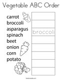Vegetable ABC Order Coloring Page