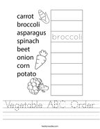 Vegetable ABC Order Handwriting Sheet