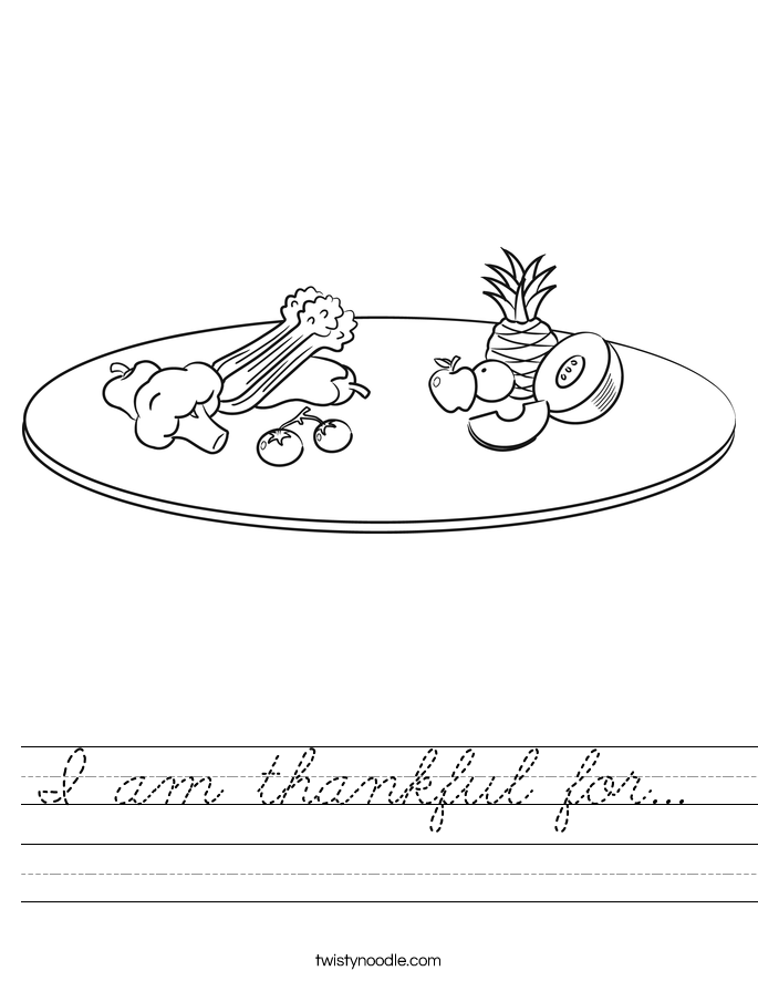 I am thankful for...  Worksheet