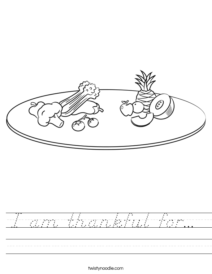 I am thankful for...  Worksheet