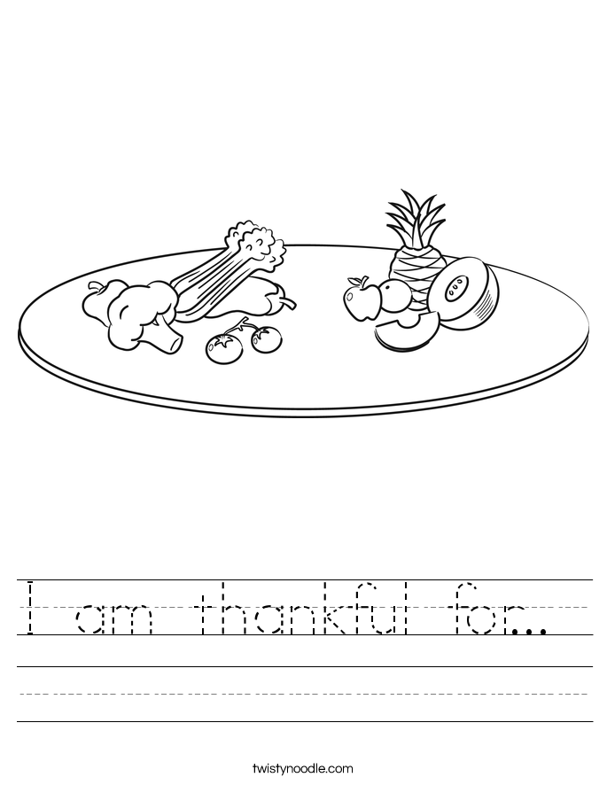 I am thankful for...  Worksheet