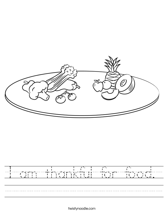 I am thankful for food. Worksheet