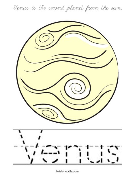 Venus is the second planet from the sun. Coloring Page