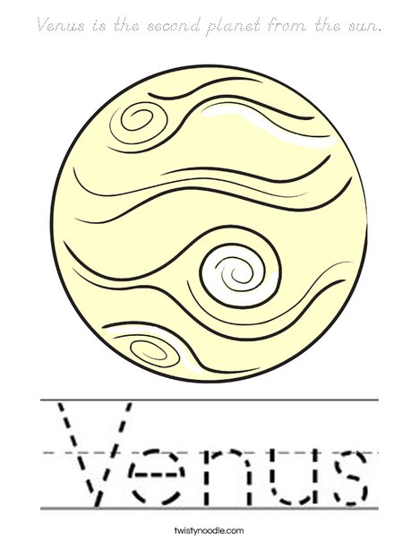Venus is the second planet from the sun. Coloring Page