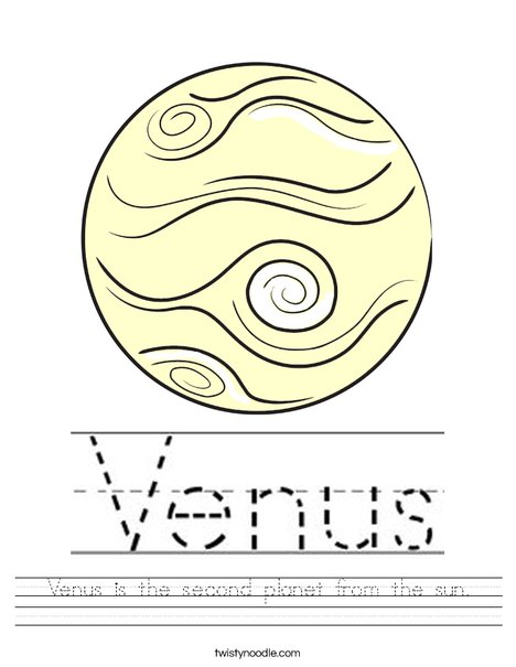 Venus is the second planet from the sun. Worksheet