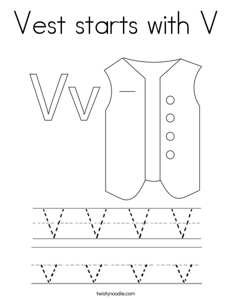 Download Vest starts with V Coloring Page - Twisty Noodle