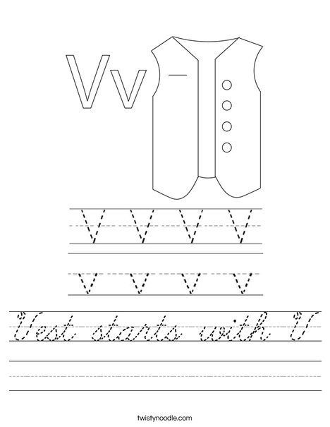 Vest starts with V Worksheet
