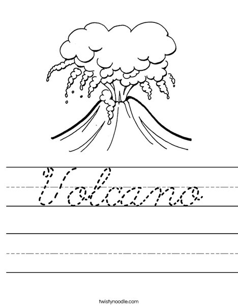 volcano worksheet cursive twisty noodle
