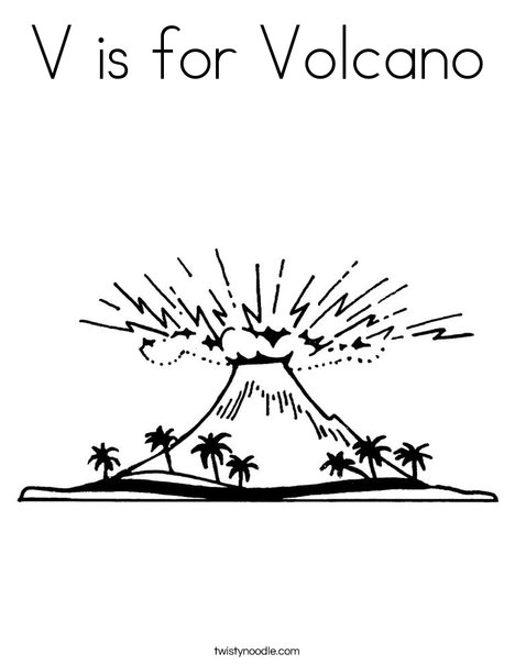 v is for volcano coloring pages
