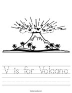 V is for Volcano Handwriting Sheet
