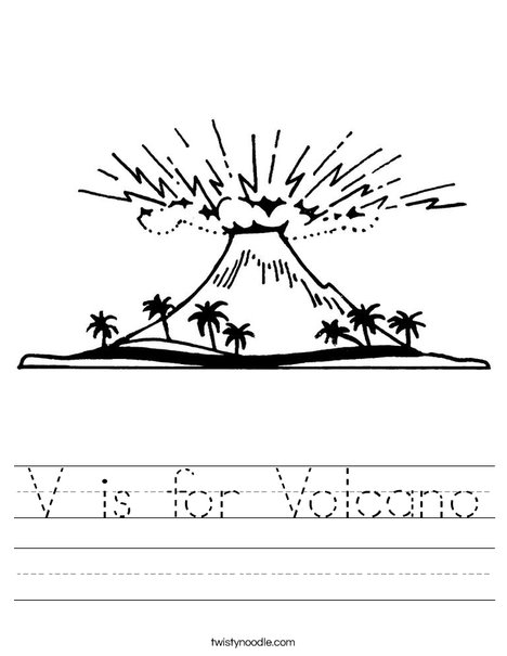 v is for volcano worksheet twisty noodle