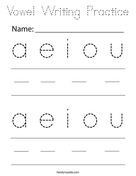 Vowel Writing Practice Coloring Page